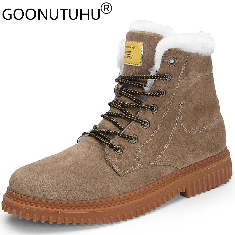 

2019 winter men's snow boots casual suede leather shoes male military boot man add plush shoe man nice warm ankle boots for men