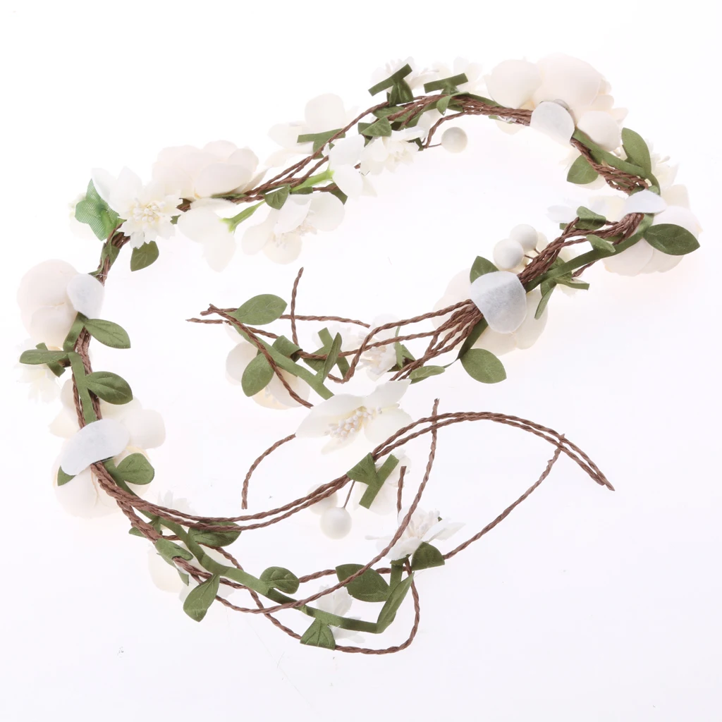Wedding Bridal Boho Rattan Flower Forehead Cane Wreaths Hair Garland Hairdress Headwear for Festival Wedding Party 