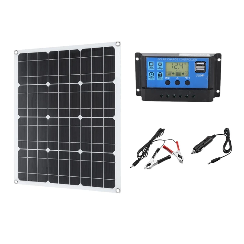 

50W 18V Solar Panel USB Battery Power Charger 10A PWM Solar Controller