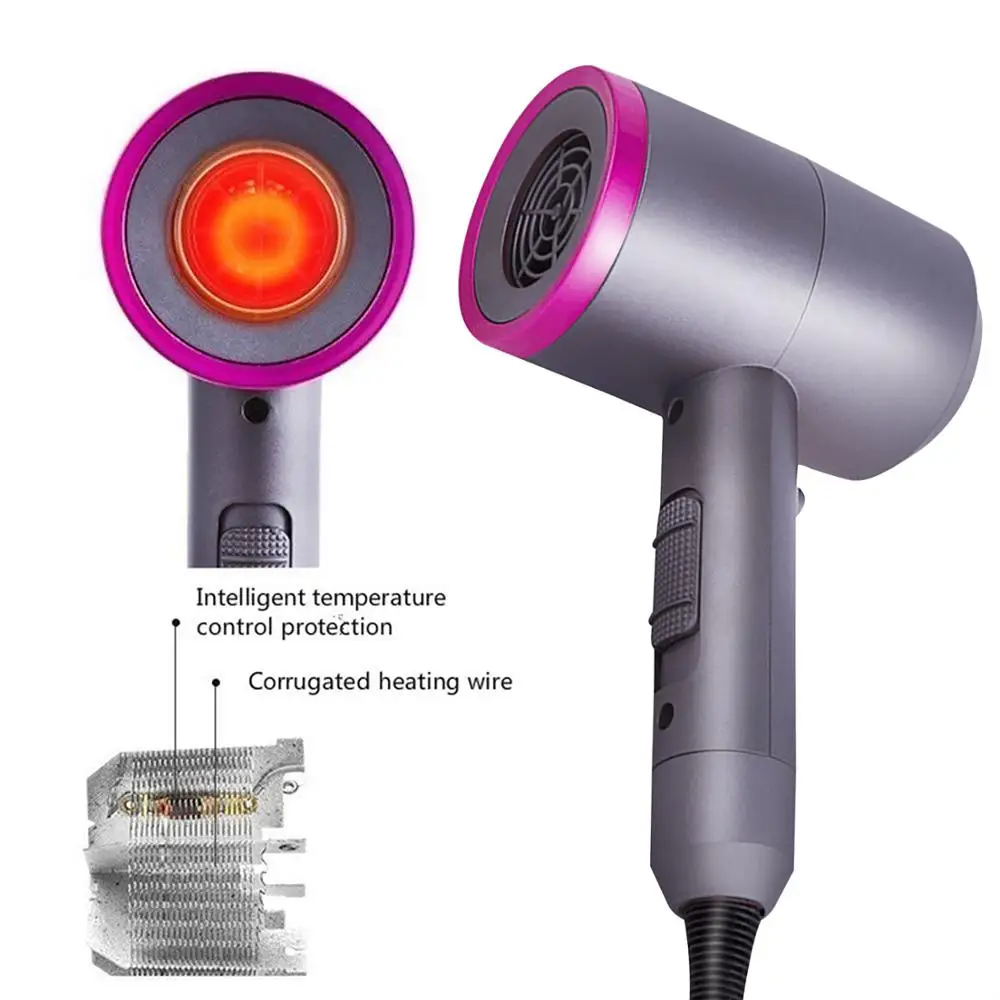 

Professional Hair Dryer Low Noise Negative Ionic and Electric Ceramic Coating Hair Dryer Diffuser With Three Replaceable Nozzles