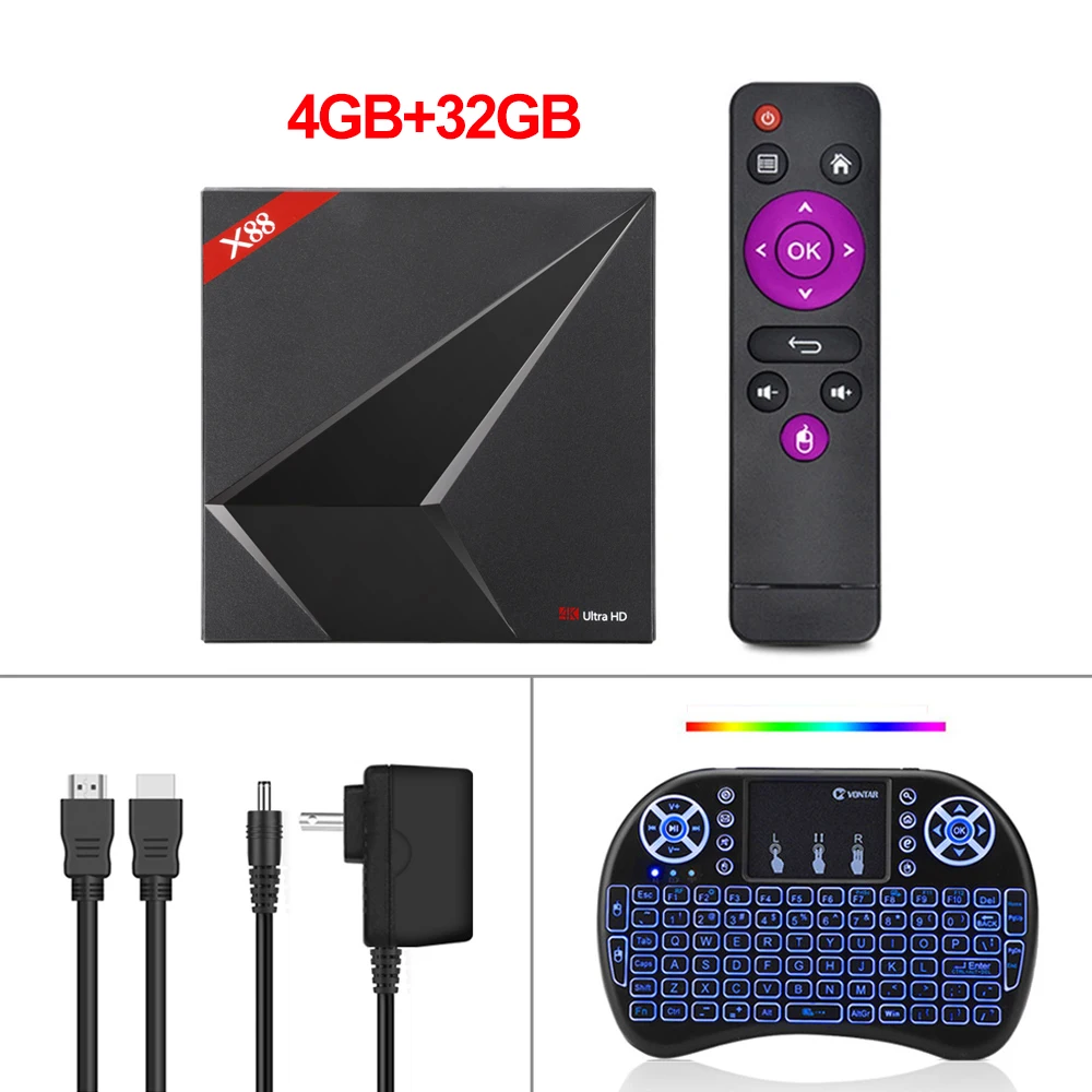 4 ГБ 64 ГБ Android 9,0 ТВ приставка X88 Max Plus Смарт ТВ приставка Rockchip четырехъядерный 64 бит 2,4G/5 ГГц двойной WiFi 4K Google Play Store - Цвет: 4GB 32GB i8 backlit