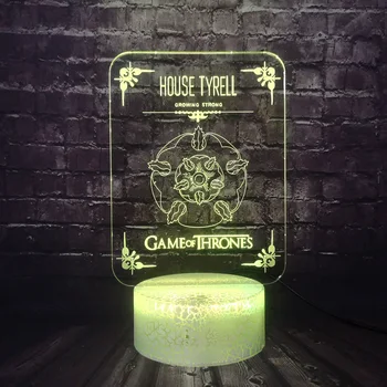 

Game of Thrones House Movie Series TYRELL Logo LED 3D Optiacl Decor Mood Night Light Holiday Party Supply Lava Kid Friend Toy