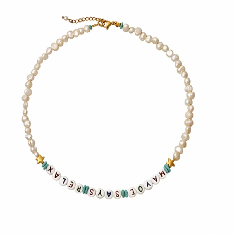 Модные звенья цепи bijoux Ожерелье из нержавеющей стали богемная жемчужная подвеска в стиле барокко ожерелье весна-слинг закрытие MATERA ожерелье - Окраска металла: 22