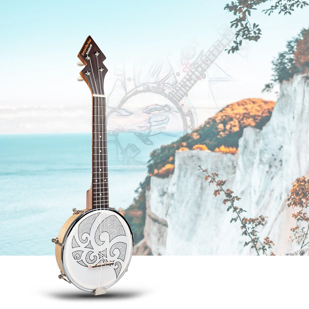 26 дюймов банджо Banjolele миниатюрная гитара укулеле-4-String Винтаж-покрытием с сумкой электронный тюнер