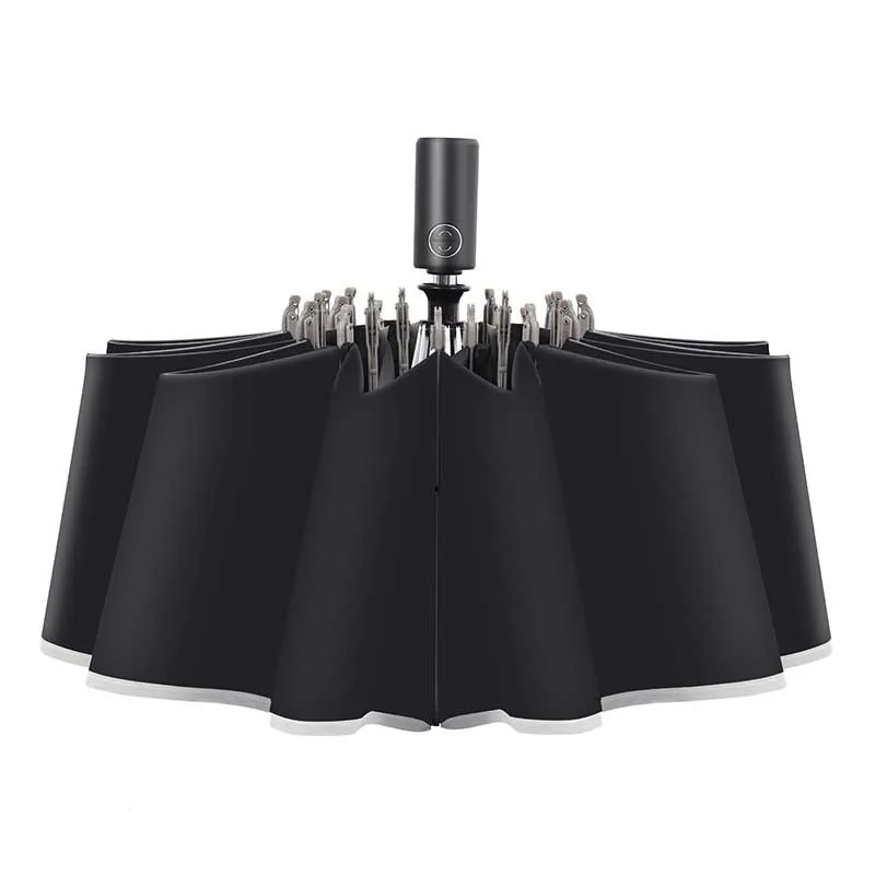 YADA Reflective Stripe Automatic Umbrella Cat Folding Rainy Reverse Umbrellas For Women Men UV Stripe Inverted Umbrella YD200051