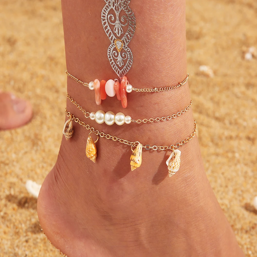 beaded anklet handmade pearl ankle bracelet gemstone anklet gold and white anklet Pearl Anklet