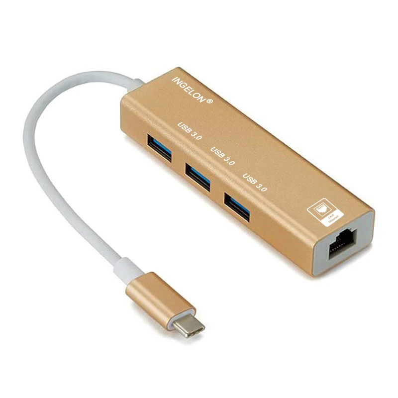 Ingelon концентратор usb Type C rj45 Мульти usb 3,0 1000 Мбит/с Ethernet адаптер разветвитель LAN 3 порта USB3.0 сетевой адаптер для ПК