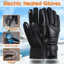 Новые водонепроницаемые мотоциклетные зимние перчатки из искусственной кожи с электрическим подогревом, теплые перчатки для рук, регулируемые перчатки для катания на лыжах и пеших прогулок, ветрозащитные
