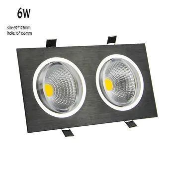 

2018 New Double Head Cree Led Square Led Downlight 1pcs/lot 6w Cob Recessed Ceiling Down Light Lamp For Home