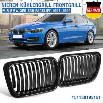 

ABS 2PCS Front Kidney Grilles Car Racing Grills Gloss Black For BMW E36 M3 3 Series 1997 1998 1999 #51138195152 51138195151