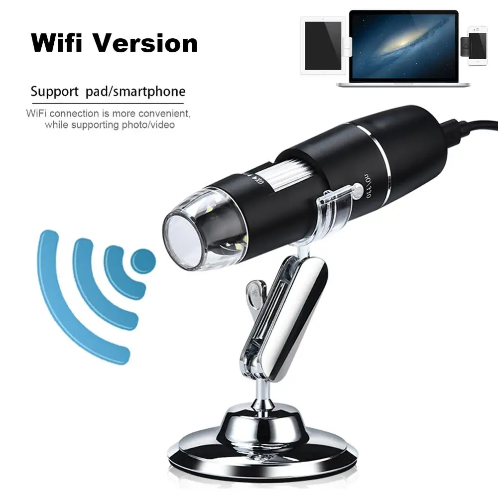 Цифровой микроскоп 1000X Pixel очки Wifi USB 8 светодиодов электронный Эндоскоп камера