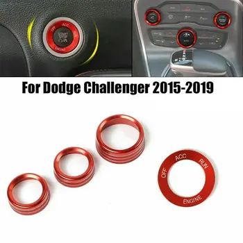 

4pcs Air Conditioning & Audio Switch Knob Trim Decor Ring Red For Dodge Challenger/Charger 15+ Easy Installation