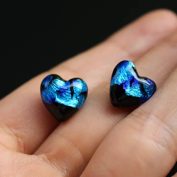 

10pcs/Lot 12mm Heart Shape Lampwork Glass Beads Handmade Lampwork Glass Foil Beads Blue Color for jewelry Making