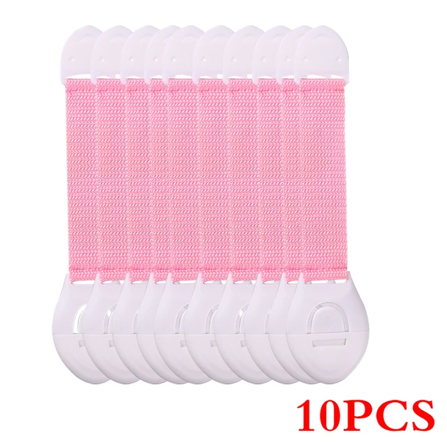 10pcs/Lot Drawer Door Cabinet Cupboard Toilet Safety Locks Baby Kids Safety Care Plastic Locks Straps Infant Baby Protection Pink