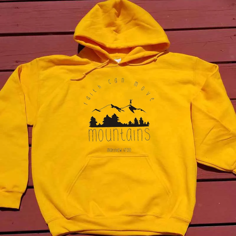 gold tee black text Хлопок, христианский джемпер, Вера, Can Move, горы, толстовка, повседневный подарок вере, подарок, топы, Библейский стих, слоган, цитата, пуловер - Цвет: gold tee black text