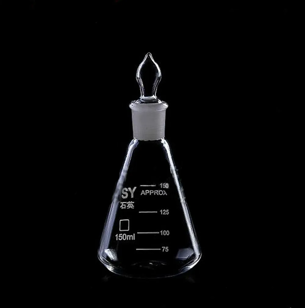 Кварцевая стеклянная коническая колба с крышкой фляга iodin йодом 50 мл до 1000 мл| |
