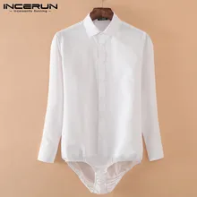 INCERUN-body de manga larga con botones para hombre, camiseta de fiesta, pelele, ropa de calle, talla grande, 2021