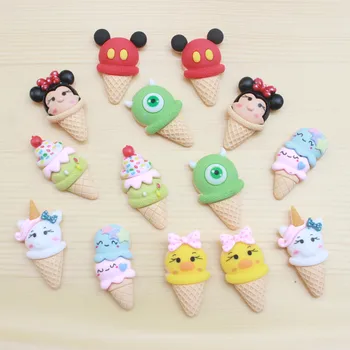 

10Pcs Resin Kawaii Cartoon Ice Cream Flat back Cabochons for Phone Hair bow Decoration Scrapbooking DIY Embellishment Craft