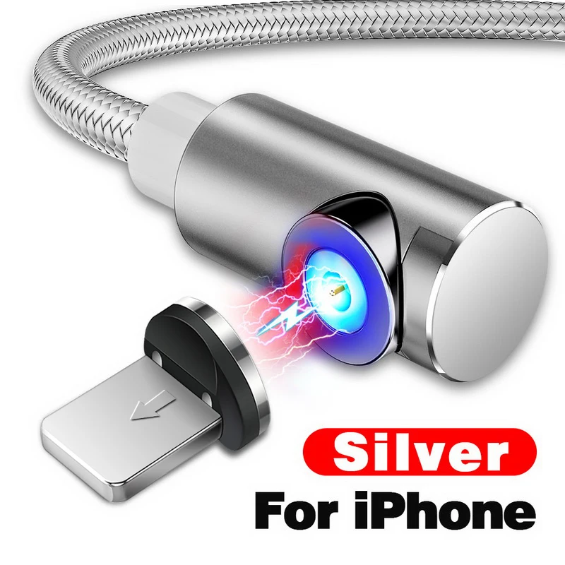 For iPhone Silver INIU 2 м Магнитный кабель Micro Тип usb C Зарядное устройство для зарядки для iPhone XS X XR 8 7 samsung S8 магнит Android телефонный кабель Шнур - Цвет: For iPhone Silver