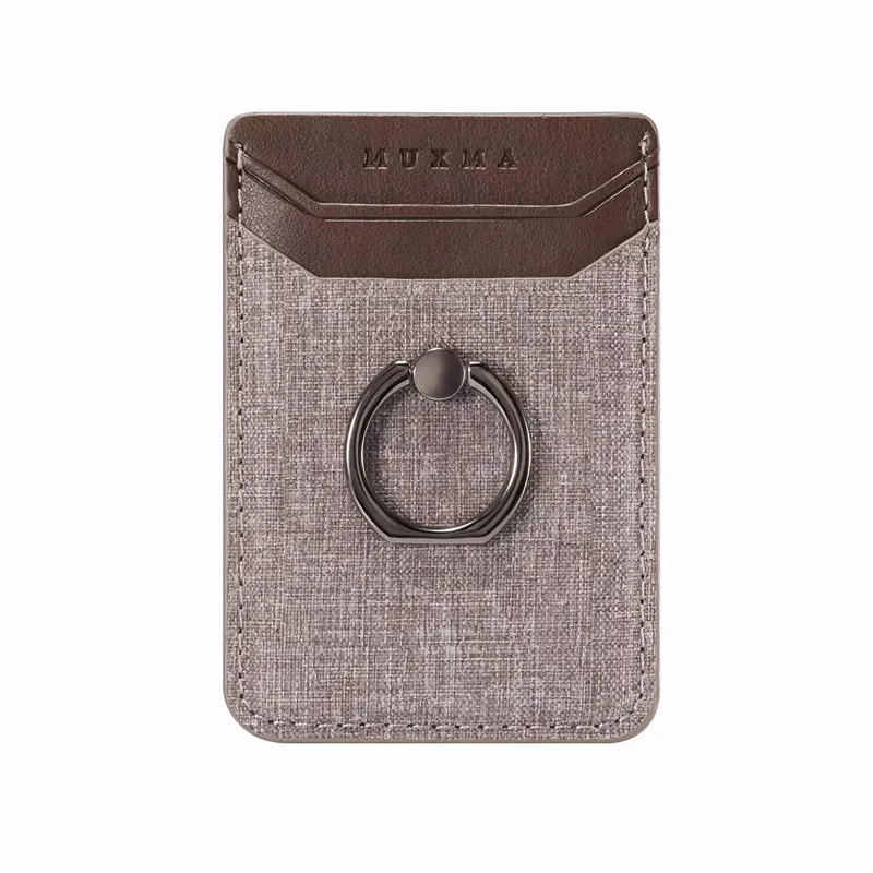 Canvas-Brown Кожаный держатель для карт Стикеры 3M клей отделением для кредитных карт чехол-накладка для мобильного телефона Карманный Кошелек Чехол Стикеры телефон подставка Suporte - Цвет: Canvas-Brown