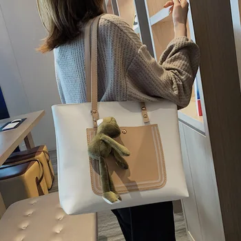 

Female shoulder bags pu leather Women handbag Fashion retro minimalism Contrast color High capacity Child package women bag