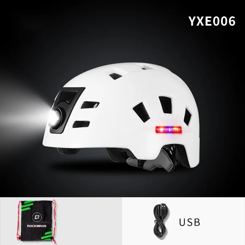 ROCKBROS USB легкий Сверхлегкий велосипедный шлем MTB велосипедный шлем интерgrally-Формованный для мужчин и женщин безопасный Езда по горной дороге шлем - Цвет: 006-Style 2-White