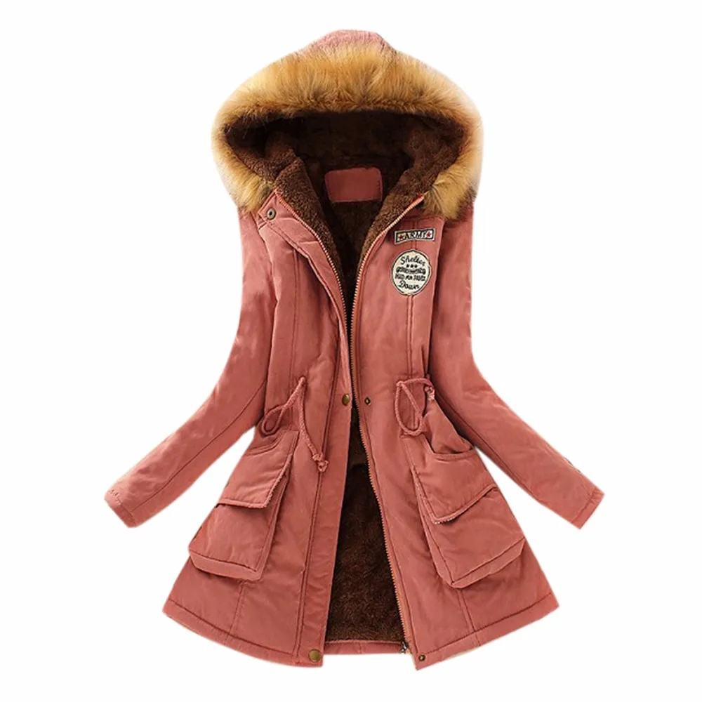 Pink JAYCOSIN зимняя куртка Женская Толстая теплая парка с капюшоном Mujer хлопковое Стеганое пальто Длинная Куртка размера плюс 3xl - Цвет: Pink