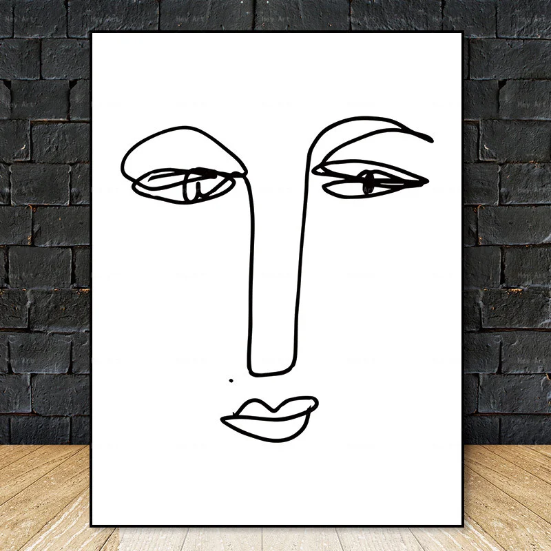 

Picture Print Abstract Figure Facial lines Drawing Wall Art Canvas Painting Artwork Decor Modern Poster Home Decor