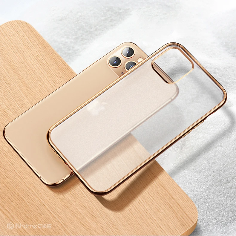 Gold Роскошные Матовые чехлы с оправой для iPhone 11 Pro XS Max X XR 6 6S 7 8 Plus, тонкий прозрачный противоударный чехол для iPhone11, силиконовый чехол - Цвет: Gold