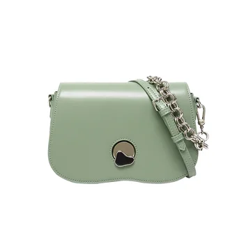 

2020 Fashion Crossbody Bags for Women Designer Luxury Green Leather Chain Handbag Ladies Shoulder Purse PU Metal Lock Saddle Bag