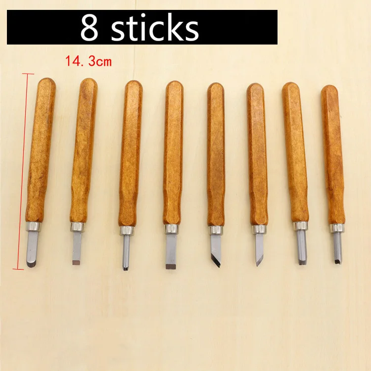8 sticks Ручка для дизайна ногтей в домашних условиях нож для резьбы по дереву, Гравировальный инструмент резьба по дереву инструменты увлечение деревообработкой искусство ремесла никующие режущий гравер скальпель 3/4/5/8/10/12 шт - Color: 8 sticks