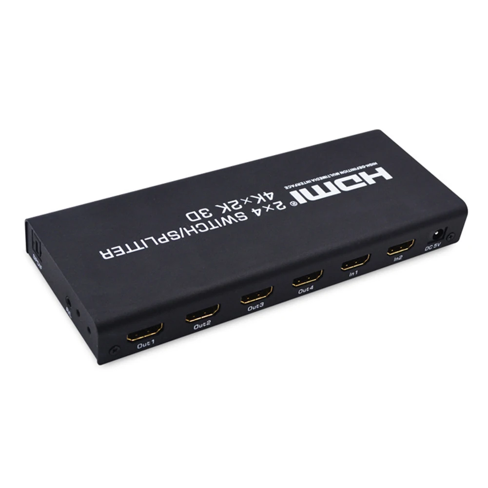 4K* 2K HDMI 2x4 переключатель сплиттер HDMI аудио экстрактор видео конвертер адаптер с пультом дистанционного управления 2 в 4 из 4 к 3D 1080p v1.4