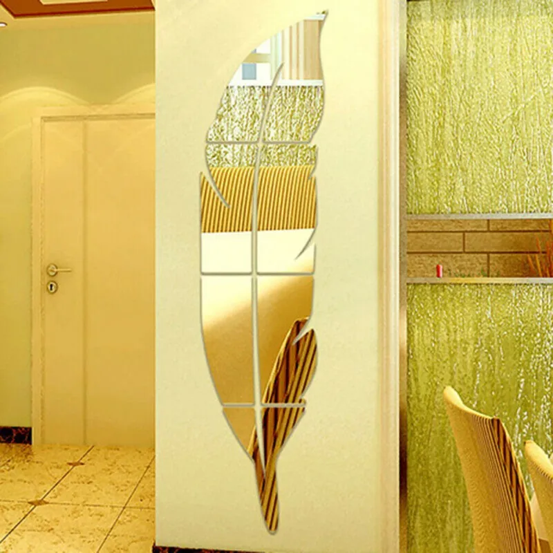 18*73cm DIY Modern Plume Style Feather Decorative Mirror Wall Stickers Room Decoration