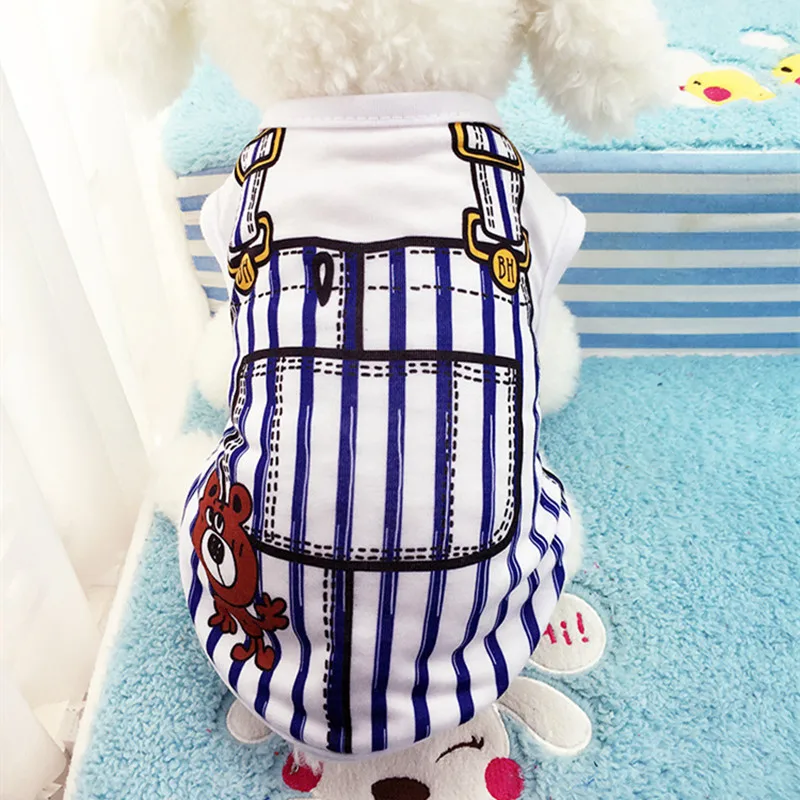 

Pet Dog Clothes For Spring/Summer Small Dogs Coat Jacket False Strap Vest Print Cotton Puppy Chihuahua Costume Clothing Apparel