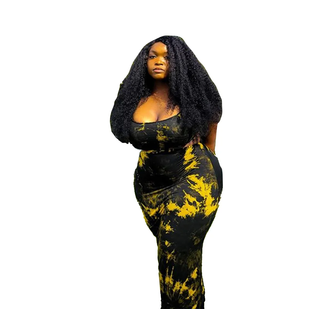 

Autumn new round neck dress black one step dress European and American mid-length waist printing dress