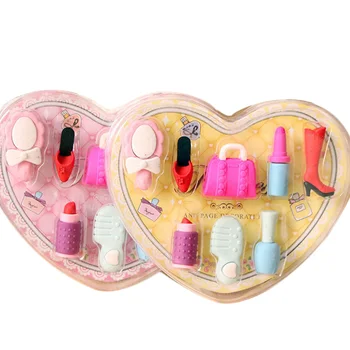 

8 pcs/box Fashion girl cosmetics pencil eraser Heart shaped gift box perfume bag rubber eraser kawaii stationery school supplies