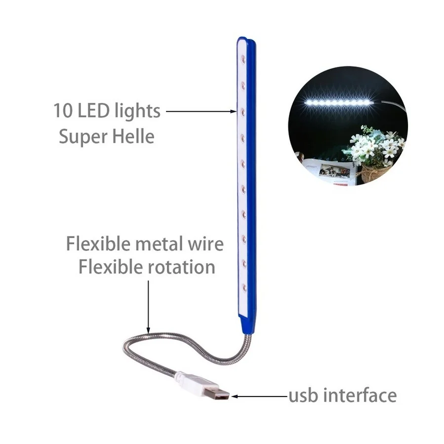 미니 USB 접이식 야간 조명 LED 독서 테이블 램프 휴대용 노트북 전원 소켓 조명 forDesk Decorat PC 키보드 조명