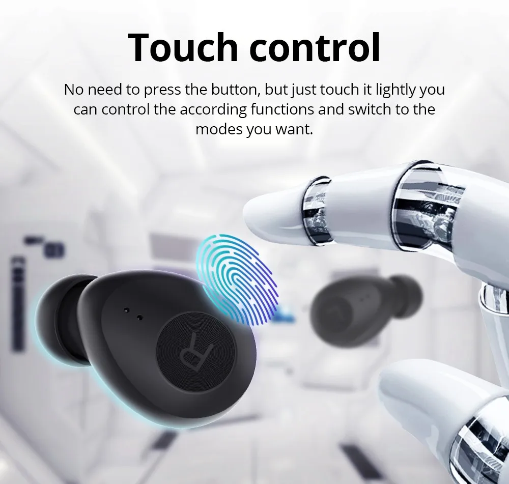 Bluedio Fi Wireless Bluetooth Headset TWS Waterproof Ear Sports Headphones With Ear Wireless Headset Charging Case - Black