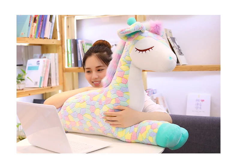 kawaii colorful cartoon giraffe plush doll giant animal sika deer toy girl sleeping pillow gift deco 47inch 120cm DY50805 (7)