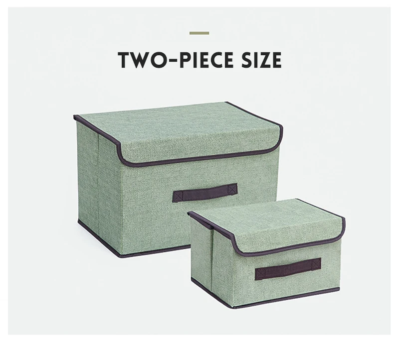 Keelorn Linen-like Non-woven Sundries Storage Box With Cover Storage Box Foldable Clothing Portable Dustptoof Storage Box