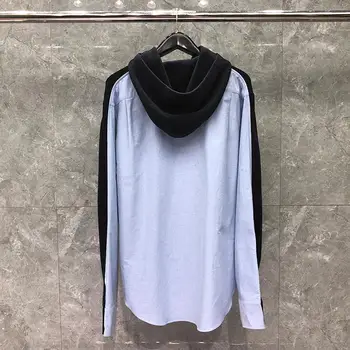 

2020 Fashion TB THOM Brand Sweaters Men Slim Fit Hooded Pullover Clothing Patchwork Solid Wool Spring Autumn Casual Coat