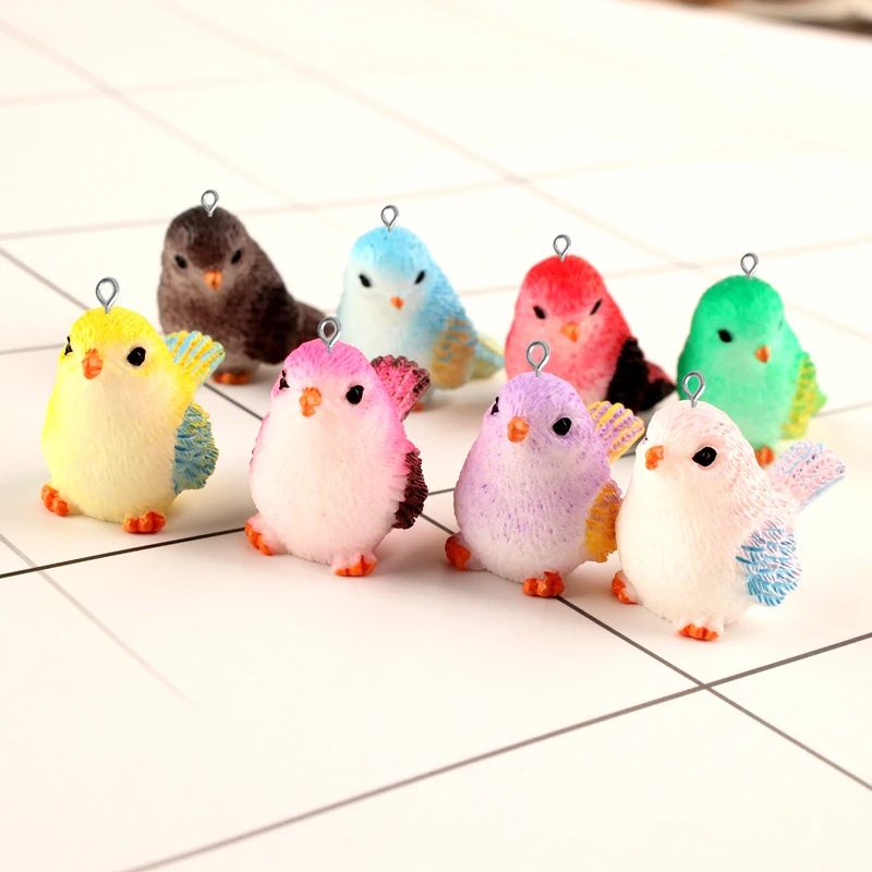 

10pcs 37*17*23mm Fashion cute Resin 3d Sparrow bird charms and pendants ornament decoration Jewelry making Handicraft Material
