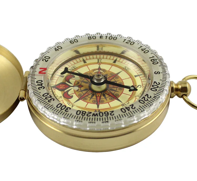 

Pointer fine copper finger compass travel drifting brass compass pocket watch outdoor multi-functional with night light camping