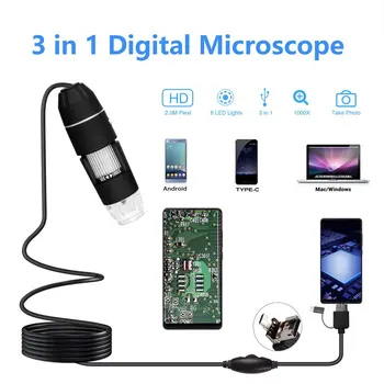 

Multifunctional Handheld Portable 3 In 1 Digital Microscope 30M/200M images 1000 times USB electronic without bracket