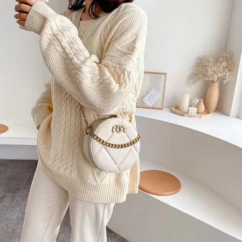 

Luxury Leisure Women Shoulder Bags Female Fashion Designer Leather Messenger Bag Solid Color Round Crossbody Bags Louis Brand CC