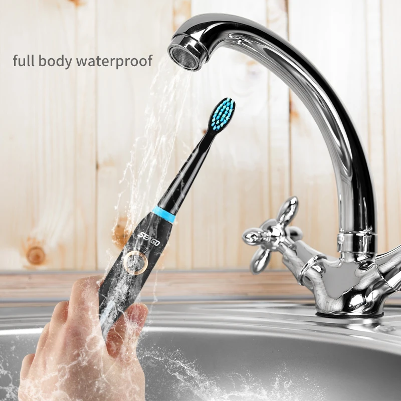 

Seago Sonic Electric Toothbrush Toothbrush USB Rechargeable Adult Waterproof Ultra Sonic Automatic 5 Mode with Travel Case