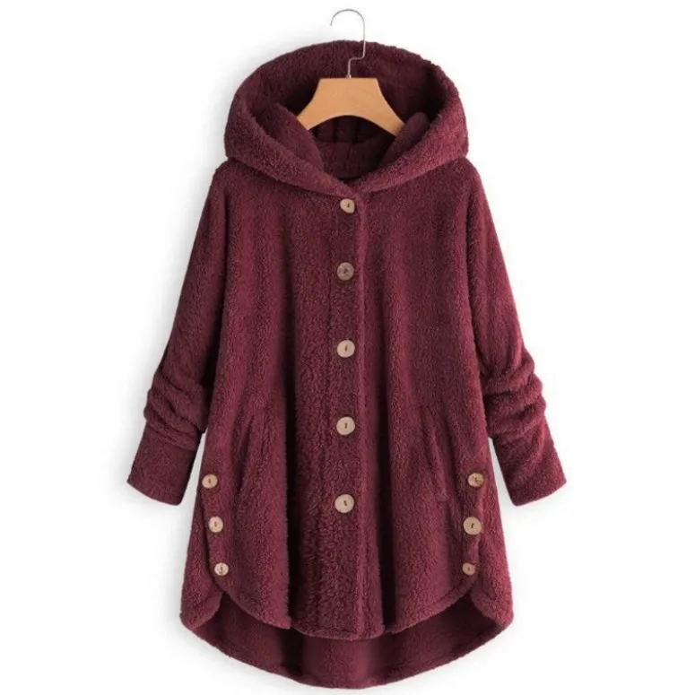 2020 Winter New Fashion WOMEN'S Dress Europe And America Button Plush Tops Irregular Popular Brand Solid Color Coat 2020 Winter New Fashion WOMEN'S Dress Europe And America Button Plush Tops Irregular Popular Brand Solid Color Coat