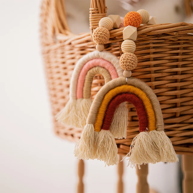 1Pcs Baby Toy Wooden Pram Clip Baby Mobile Pram Baby Bed Hanging Rattles Toy Crochet Beads Bracelet Pram Clip Newborn Bed Bell 1