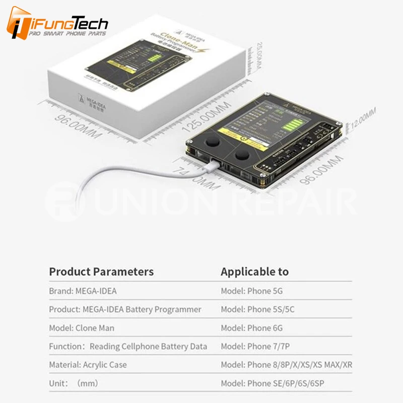 Qianli Mega-idea программист батареи для iPhone 5 6 6s 7 7P 8 X XS Макс. Батарея для записи и чтения данных, очистка цикла батареи