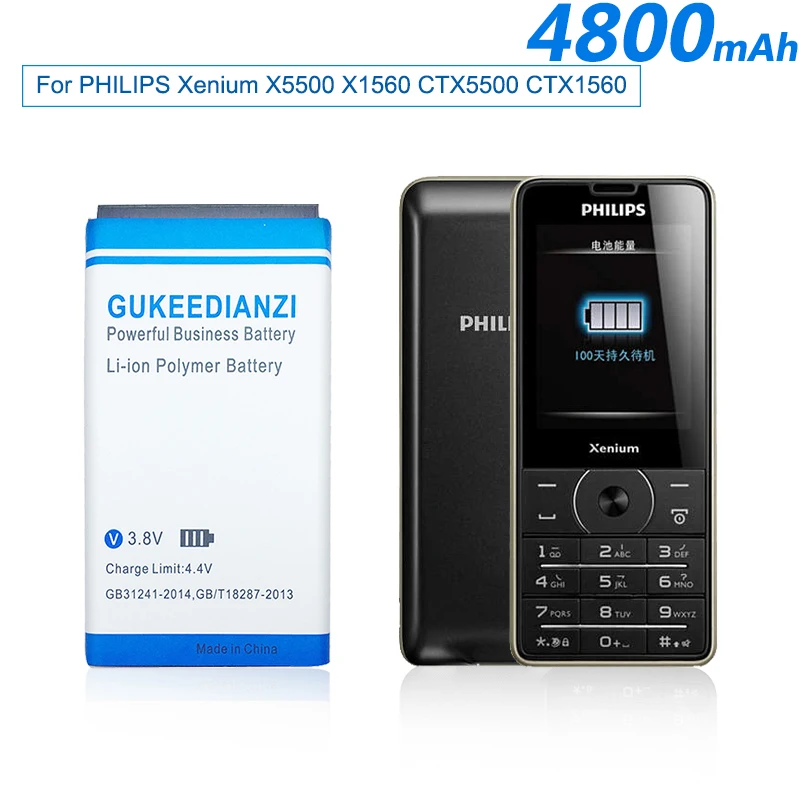 GUKEEDIANZI AB2900AWMC 2900 мАч сменная батарея для PHILIPS Xenium X5500 X1560 CTX5500 CTX1560 аккумуляторная батарея